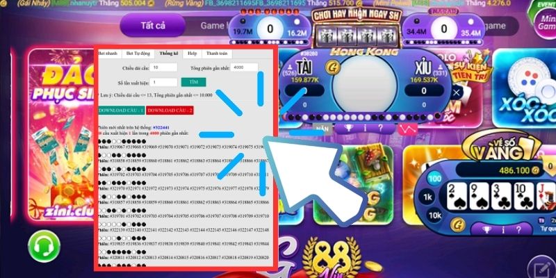 Giao diện hack tài xỉu rất dễ dùng, có thể dùng song song khi đang chơi game